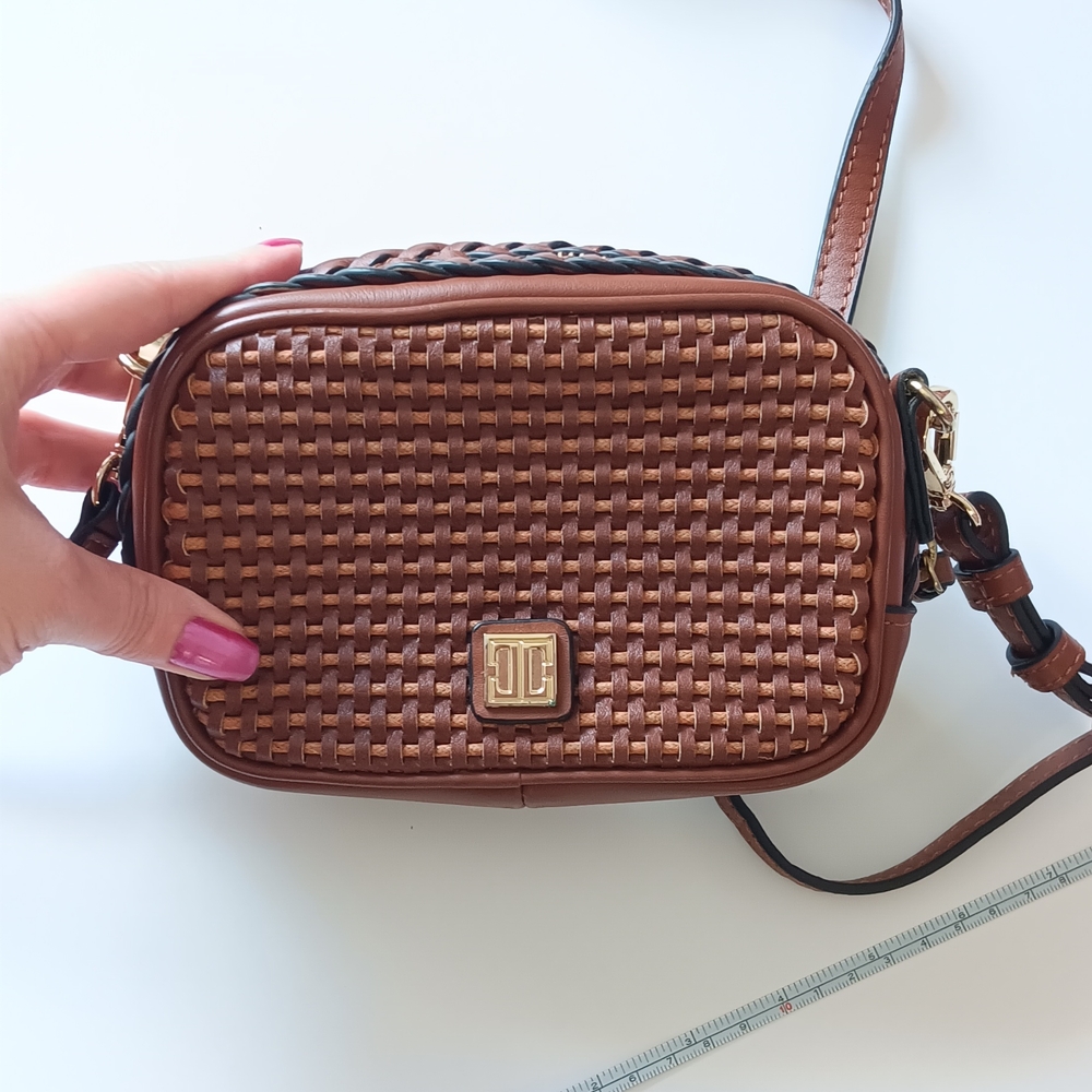 Ivanka Trump Brown Woven Leather Crossbody Bag